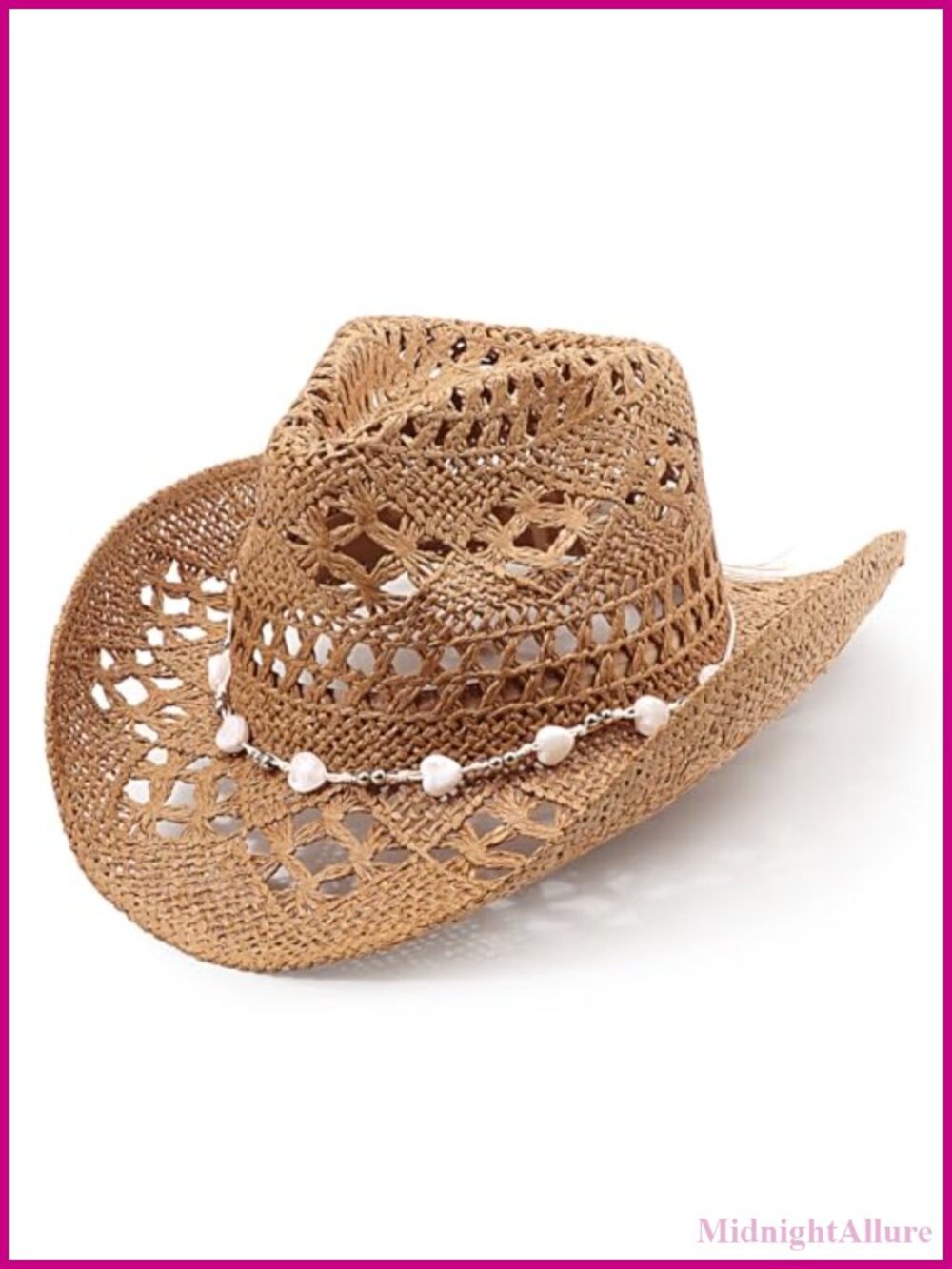 Woven Straw Cowboy Hat Shapeable Brim Sun Protection